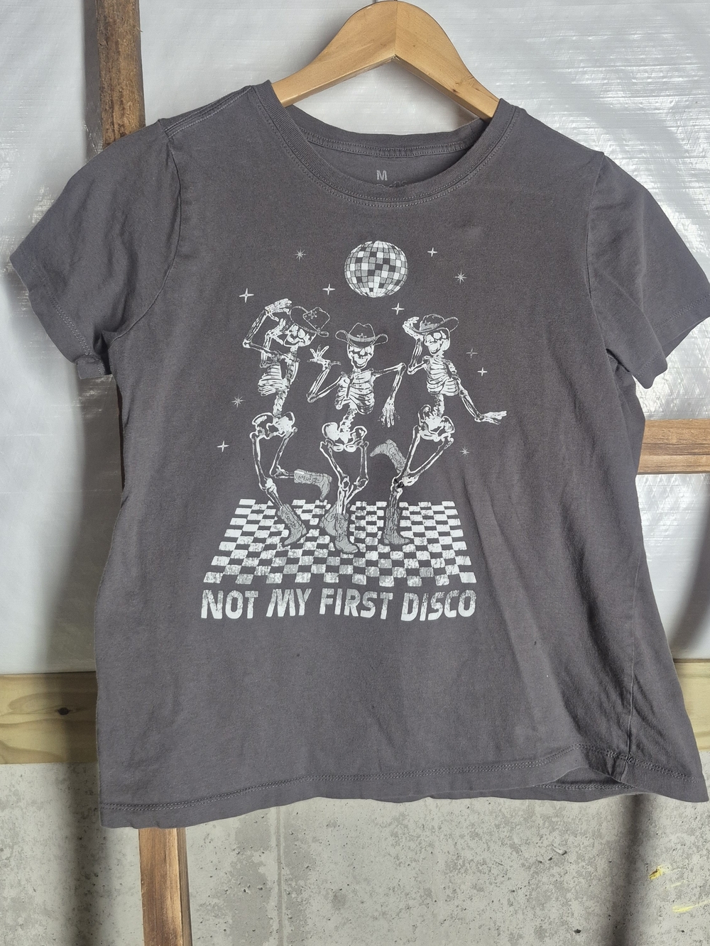 Graphic Tee - NOT MY FIRST DISCO Short Sleeve T-Shirt in Charcoal